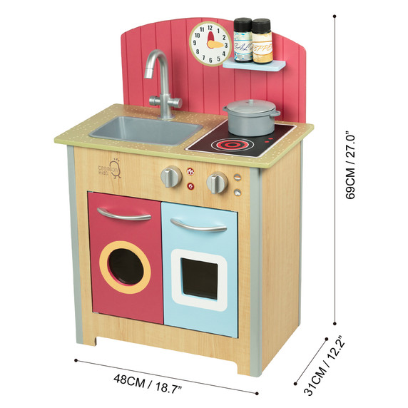 Porto Small Interactive Wooden Kitchen Playset &  4 Accessories