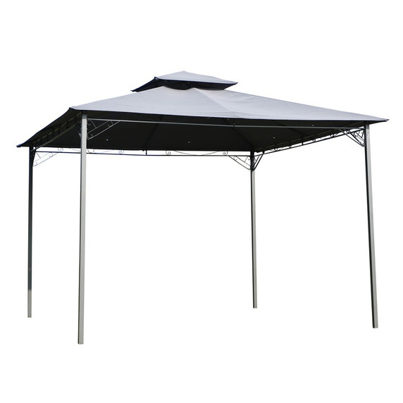 3x3(m) Outdoor Patio Gazebo Steel Canopy Tent Pavilion 2-Tier Roof Top