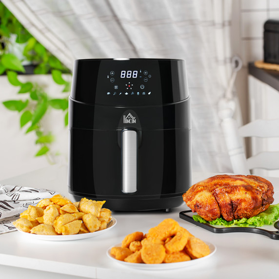 HOMCOM Air Fryer - Black 1500W 4.5L with Digital Display Timer