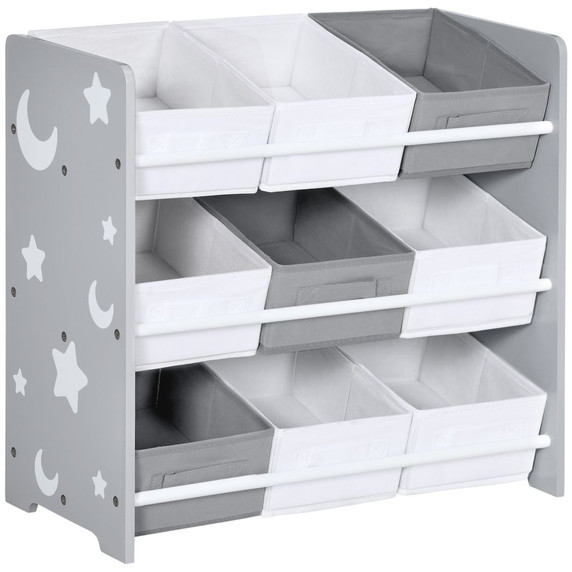 ZONEKIZ Storage Unit w/ 9 Removable Storage Baskets for Nursery Playroom - Grey