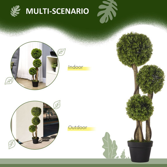 Realistic 90cm Artificial Boxwood Ball Topiary Tree by HOMCOM - Indoor Outdoor Decor