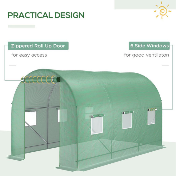 3.5 x 3 x 2 m Polytunnel Greenhouse Polytunnel Tent w/ PE Cover Green