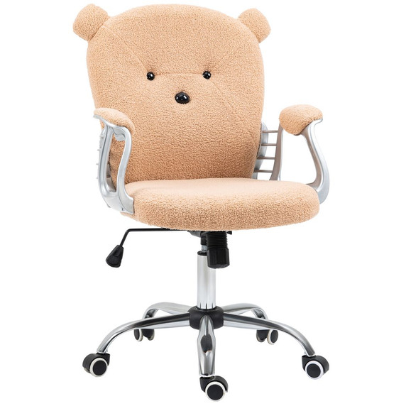 Cute Office Chair Height Adjustable Bear Shape Desk Chair w/ Arm Brown
