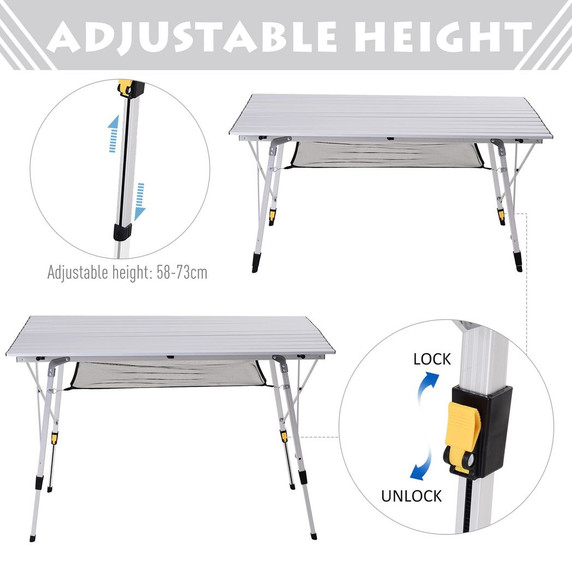 Portable Roll-up Aluminium Folding Picnic Table Outdoor BBQ Party