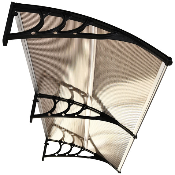 Outsunny 80 L x 195 W x 23 H cm Clear Polycarbonate Curved Awning Black 