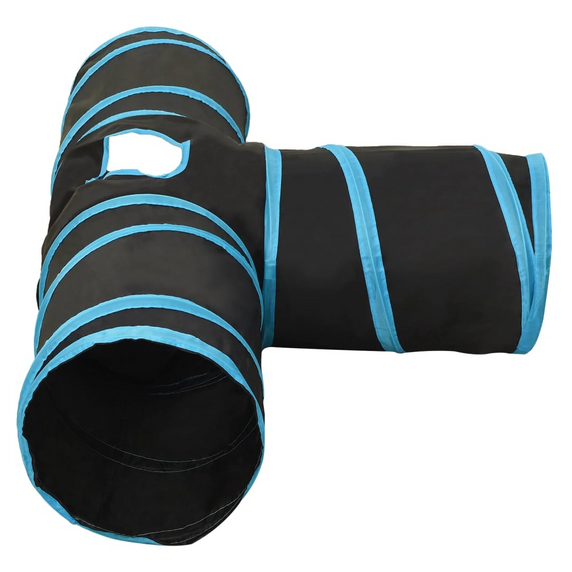 Cat Tunnel 3-way Black and Blue 90 cm Polyester