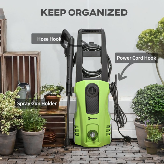 DURHAND High-Performance Power Washer - 1800W, 150 Bar, 510 L/h - Garden and Car Cleaner