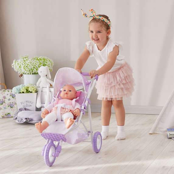 Olivia's Little World Dolls Star Pram Stroller Pushchair For Baby Dolls