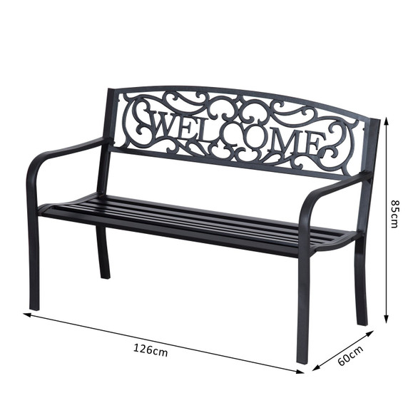  126Lx60Wx85H cm Steel Bench-Black