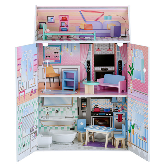 Olivia's Little World Kids 12" Doll House & 10 Accessories 3.5" Dolls