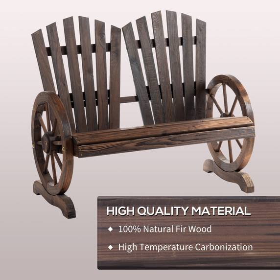 2 Seater Garden Bench w/ Wheel-Shaped Armrests Carbonized colour Outsunny