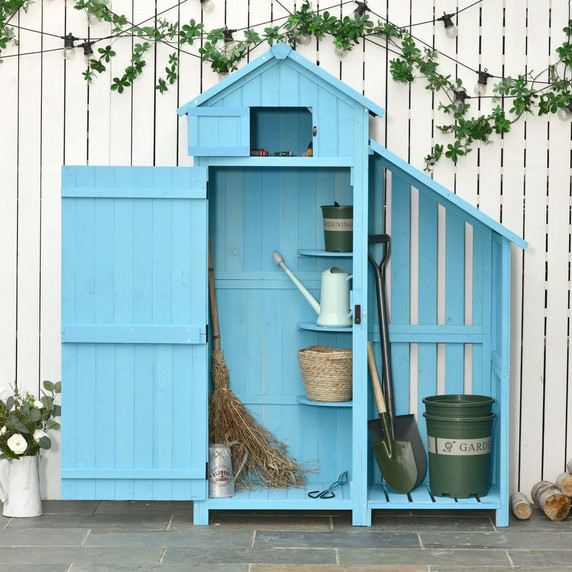 Garden Storage Shed Outdoor Firewood House w/ Waterproof Asphalt Roof