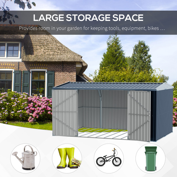 Outdoor Garden Storage Shed Steel Tool Storage Box for Backyard Grey Outsunny