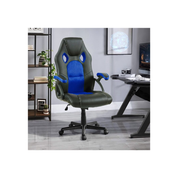 Neo Blue/Black Leather Mesh PC Gaming Office Chair