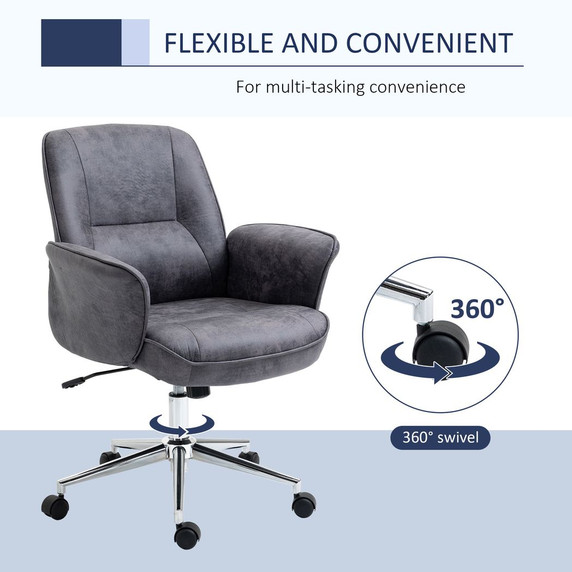 Swivel Computer Office Chair Mid Back Desk Chair for Home, Deep Grey