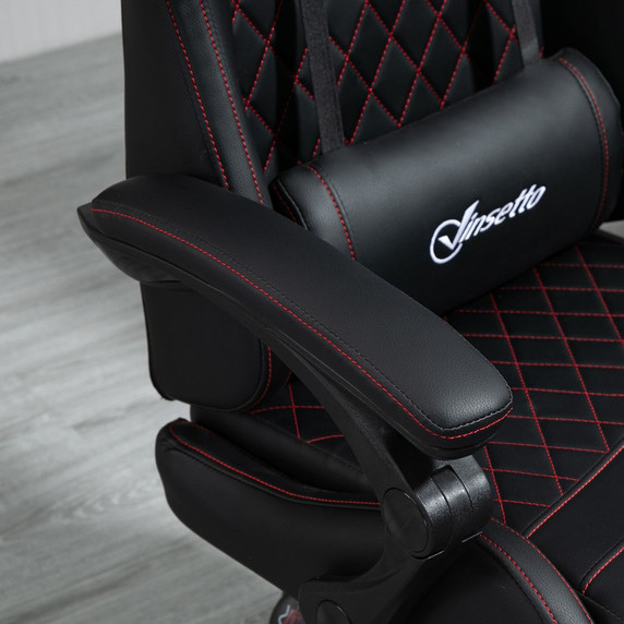 Racing Gaming Chair PU Leather Gamer Recliner Home Office, Black