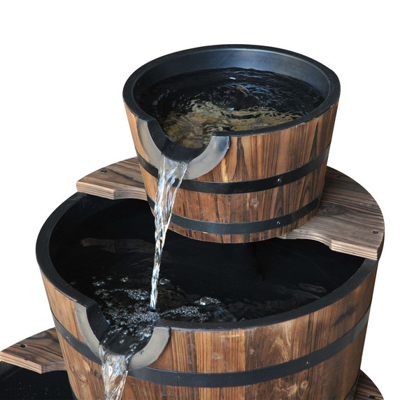 Wooden Water Pump Fountain 3 Tier Cascading Feature Garden Deck