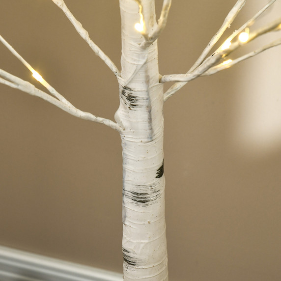 6ft Artificial White Birch Tree Light  96 Warm White Pre-Lit LED Light HOMCOM