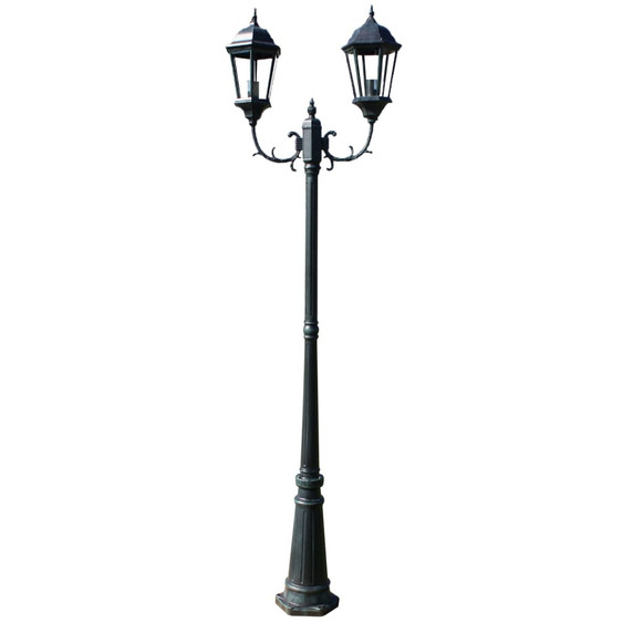 Garden Light Post 2-arms 230 cm Dark Green/Black Aluminium