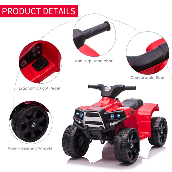 6 V Kids Ride on Cars Electric ATV for 18-36 months Toddlers Black+Red