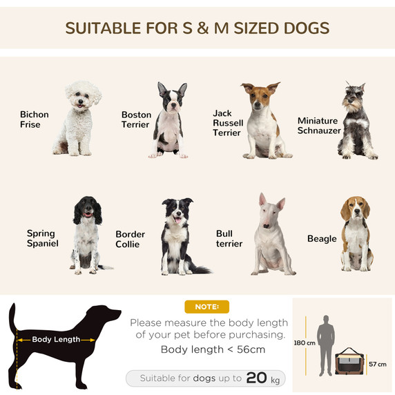 81cm Foldable Pet Carrier w/ Cushion for Medium Dogs and Cats - Brown Pawhut