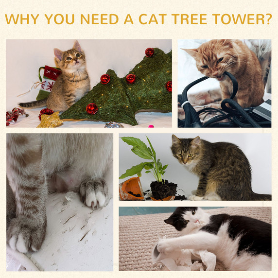 Cat Scratching Barrel Kitten Tree Tower with Sisal and Seaweed Rope Pawhut