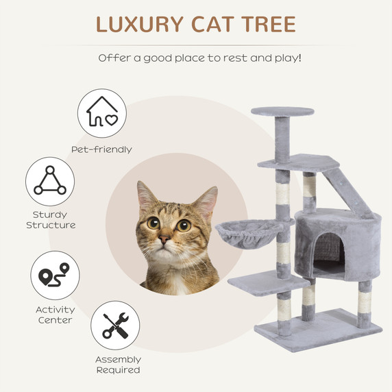 Deluxe Cat Tree Climb Post Kitten Scratching Condo Furniture Activity Pawhut