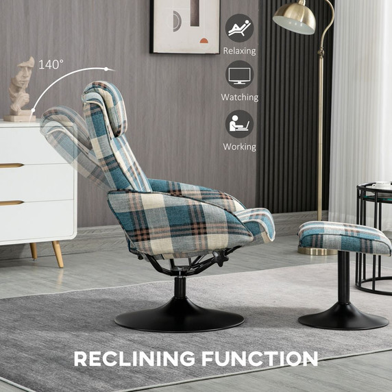 Swivel Armchair with Footstool and Adjustable Backrest Multicolour