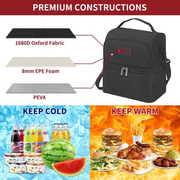 7L Dual Compartment Backpack Cooler Bag Insulated Storage for Picnic