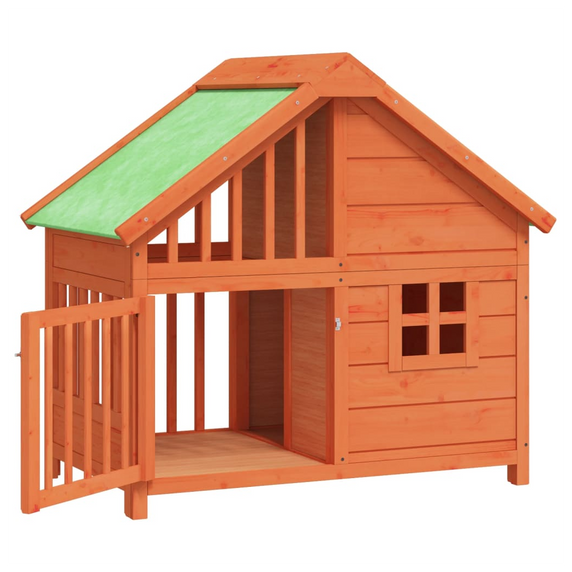Dog Kennel Brown 96x60.5x87 cm Solid Wood Pine