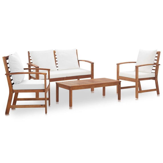 vidaXL 4 Piece Garden Lounge Set with Cushions Solid Wood Acacia