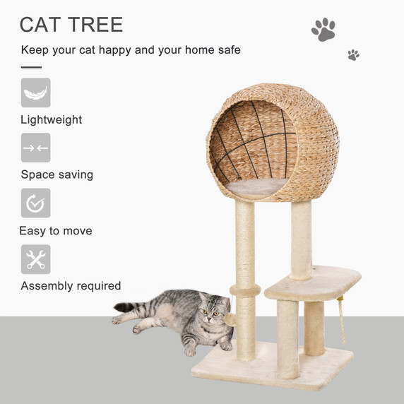 100cm Cat Tree Tower Kitten Climbing Tower W/ Scratching Post Condo  Pawhut