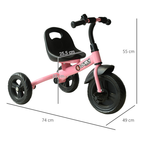 Baby Kids Children Toddler Tricycle Ride on Trike W/ 3 Wheels Pink HOMCOM
