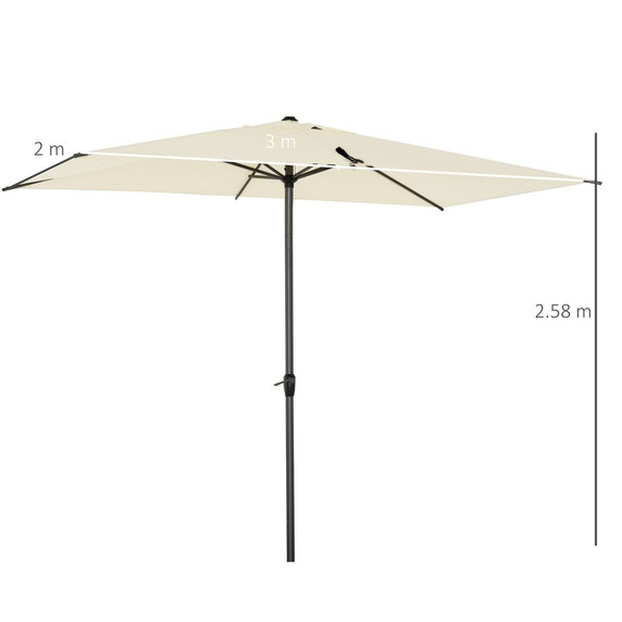 2.58m Aluminium Garden Parasol Sun Umbrella Angled Canopy Beige