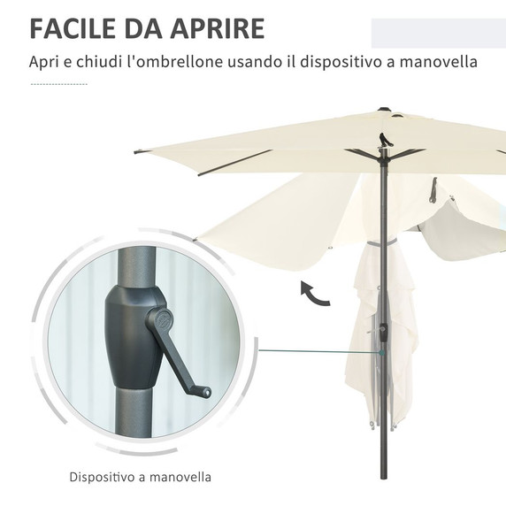 2.58m Aluminium Garden Parasol Sun Umbrella Angled Canopy Beige
