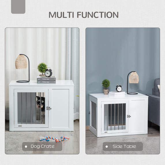 Furniture-Style Dog Crate End Table w/ 2 Doors, for Medium Dogs Pawhut