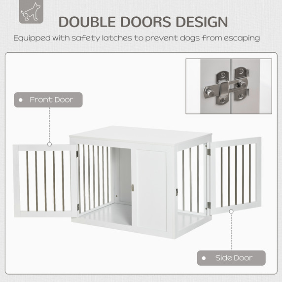 Furniture-Style Dog Crate End Table w/ 2 Doors, for Medium Dogs Pawhut