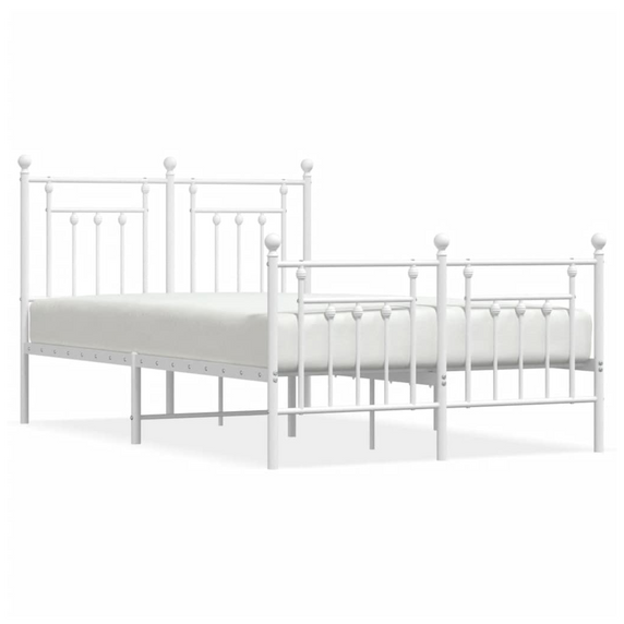 vidaXL Metal Bed Frame with Headboard and Footboard White 120x200 cm