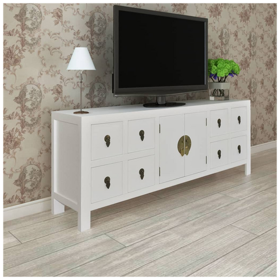 vidaXL TV Cabinet White 110x24x48 cm Engineered Wood