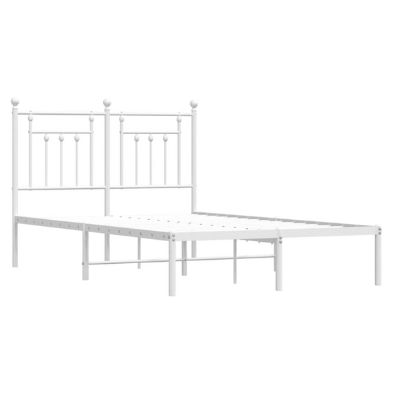 vidaXL Metal Bed Frame with Headboard White 120x200 cm