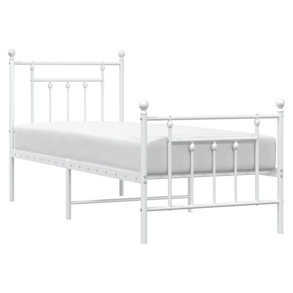 vidaXL Metal Bed Frame with Headboard and Footboard White 75x190 cm