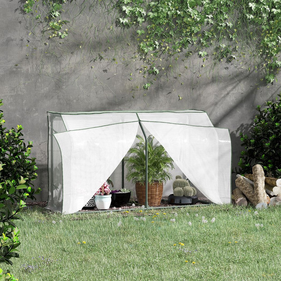 Mini Greenhouse Portable Garden Growhouse with Zipper Design, White