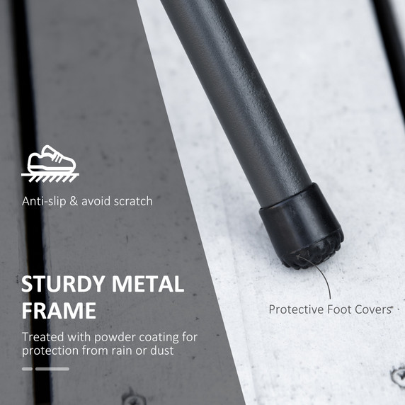 3Pc Garden Bistro Set w/ Foldable Design Metal Frame Black