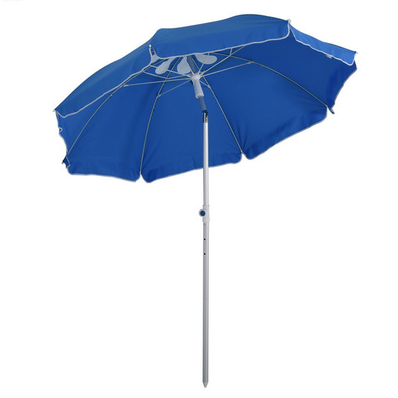 1.96m Arced Beach Umbrella 3-Angle Canopy w/ Aluminium Frame Bag Blue