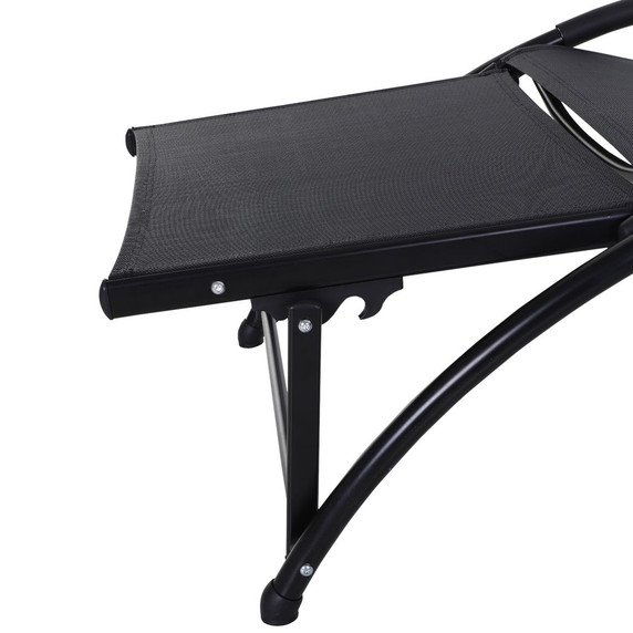 Sun Lounger Half Circle Arms Adjustable Head Footrest Aluminium Frame Black