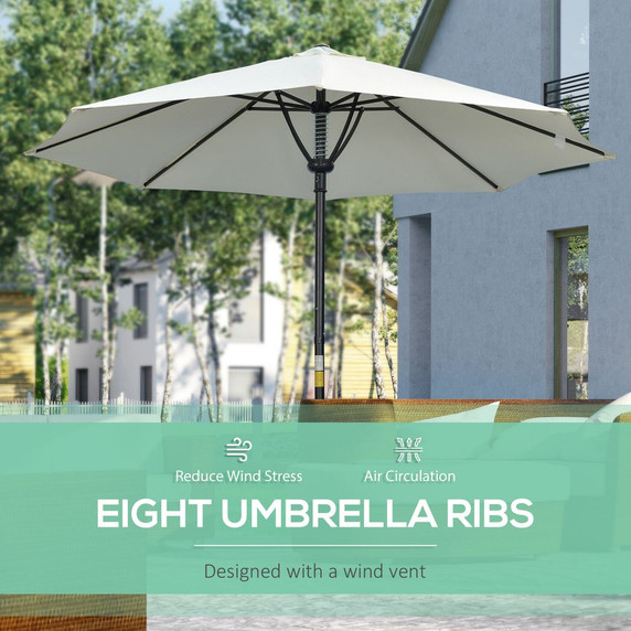 Outsunny Outdoor Market Table Parasol Umbrella Sun Shade with 8 Ribs, Cream