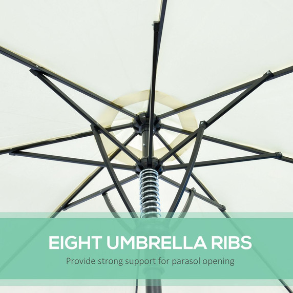Outsunny Outdoor Market Table Parasol Umbrella Sun Shade with 8 Ribs, Cream