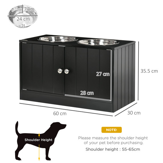 Raised Dog Bowls for Large Dogs Feeding Station Stand, Storage -  Pawhut