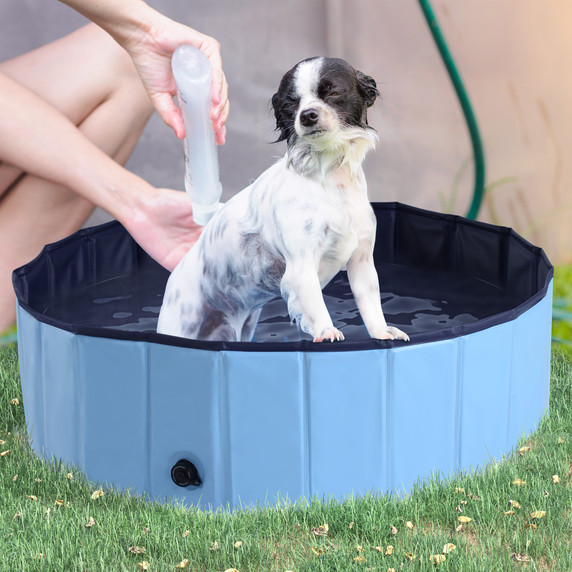 Pet Cat Dog Swimming Pool Indoor Outdoor Bathing Foldable Inflate 100cm Pawhut