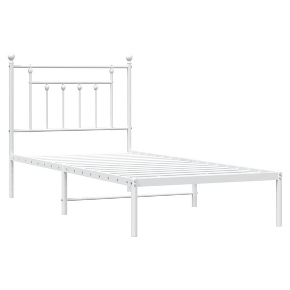 vidaXL Metal Bed Frame with Headboard White 90x190 cm